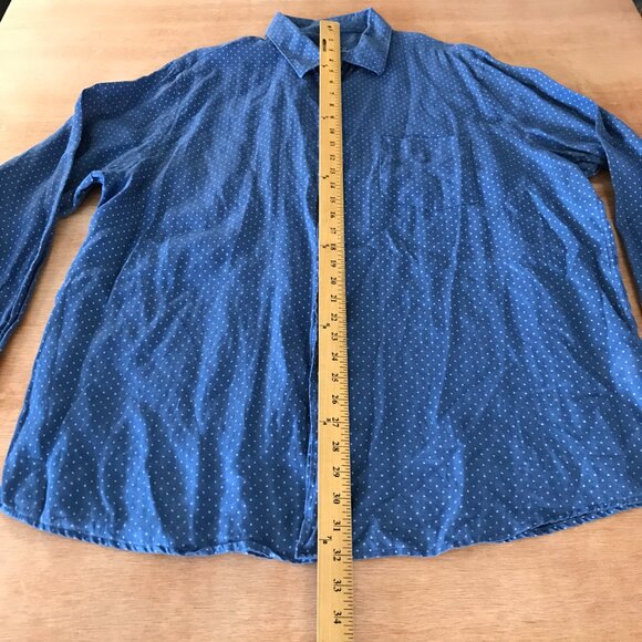 Tasso Elba 100% Linen Shirt Men XXL Blue Dots Button Up Pocket Long Sleeve 16742 - Picture 5 of 13